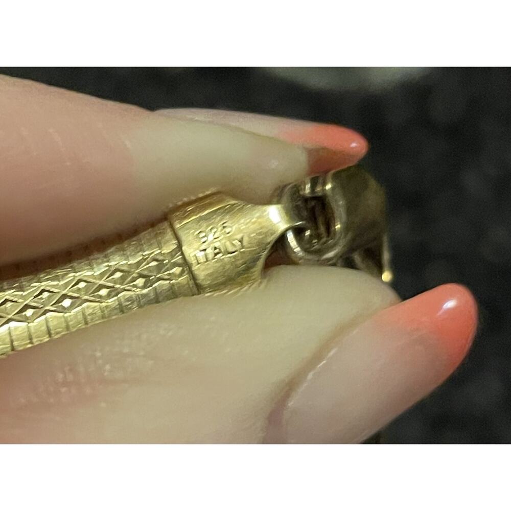 Italy Signed UTC Sterling Silver Gold Vermeil Omega Band 18” Necklace Well made - Picture 6 of 7